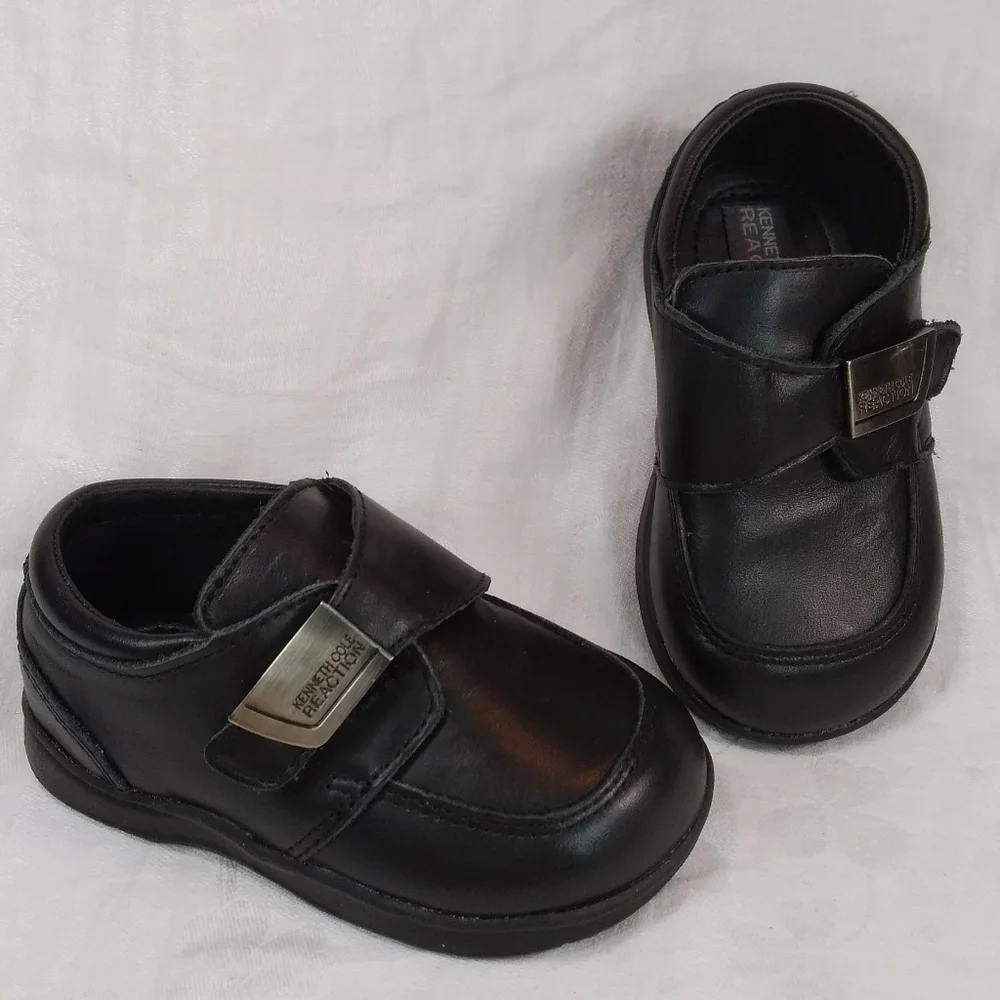 Kenneth Cole Reaction Black Leather SHOES Toddler Size 5M Monk Strap Dress
